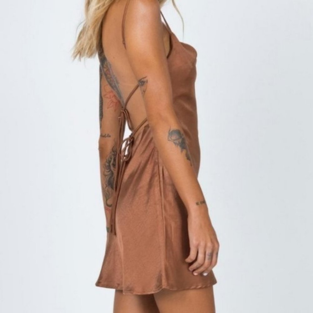 Princess Polly Satin Mini Dress in Bronze - Picture 4 of 5